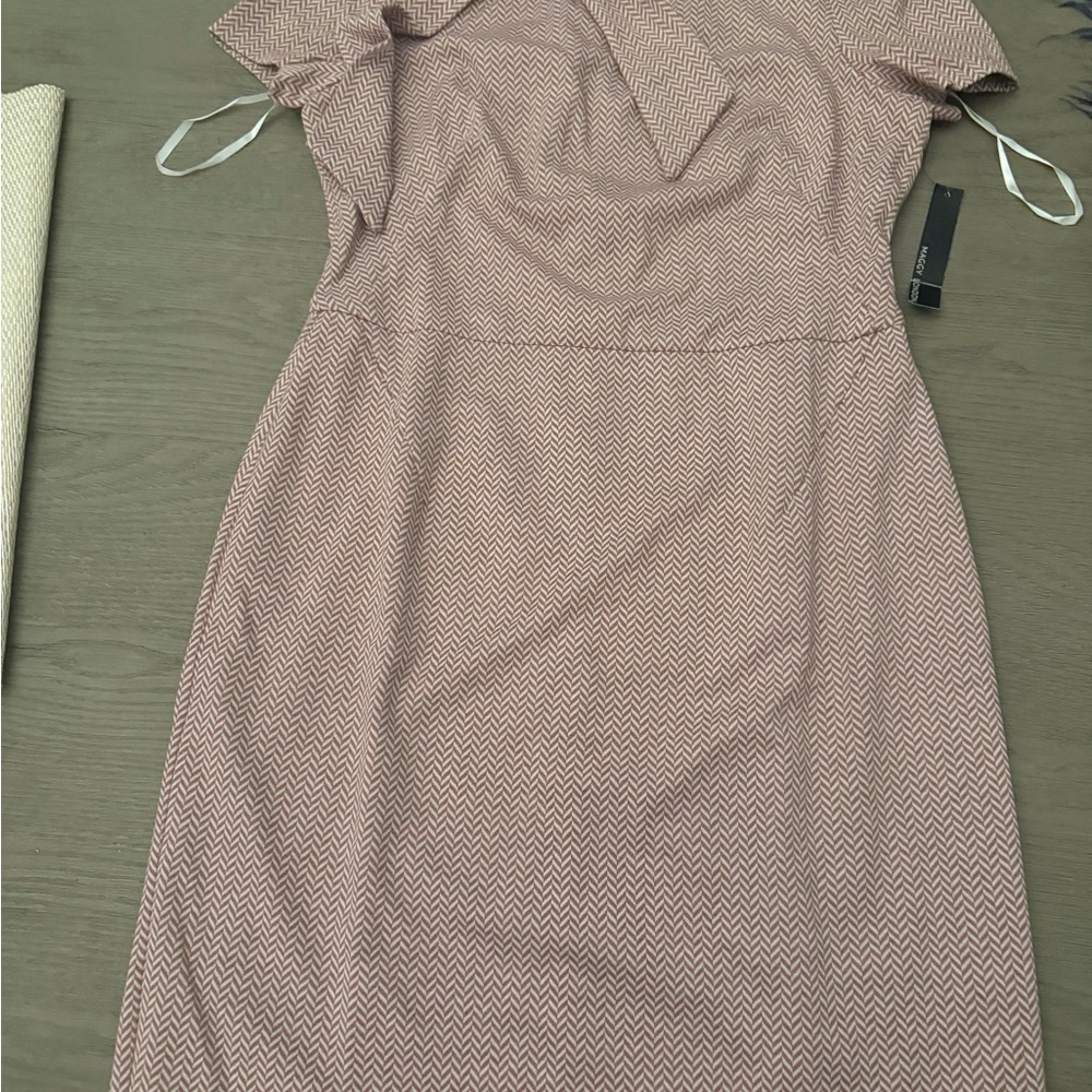 Maggy London Pink Chevron Midi Dress